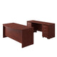Heritage Cherry |#| Commercial Bow Front Desk, Credenza, and Dual Filing Cabinets, Heritage Cherry