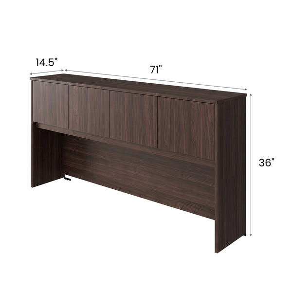 Espresso |#| Commercial 71"W Office Hutch in Espresso