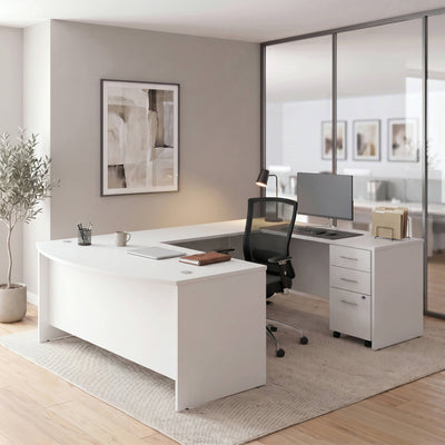 Commercial Bow Front Desk, Bridge, Credenza, Filing Cabinet - View 2