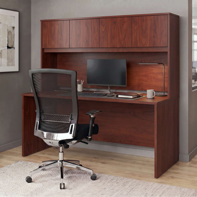Commercial Office Shell Desk with 4-Door Hutch - View 2