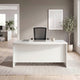White |#| Commercial 71"W x 35.5"D Bow Front Office Desk in White