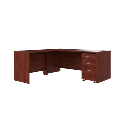 Commercial L Desk with 3 Drawer Mobile Filing Cabinet - View 1