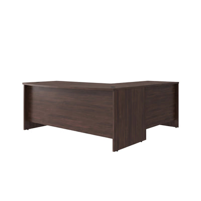 Commercial 72W x 78D Bow Front L Desk 41.75"W Return/Bridge - View 1