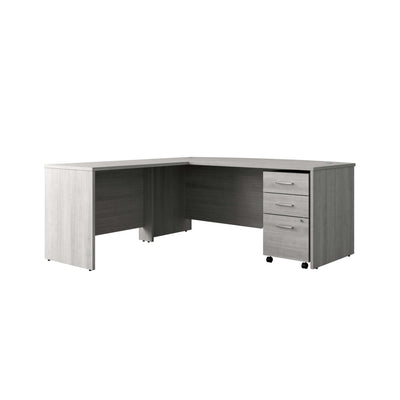 Commercial 72W x 78D Bow Front L Desk 41.75"W Return/Bridge - View 1