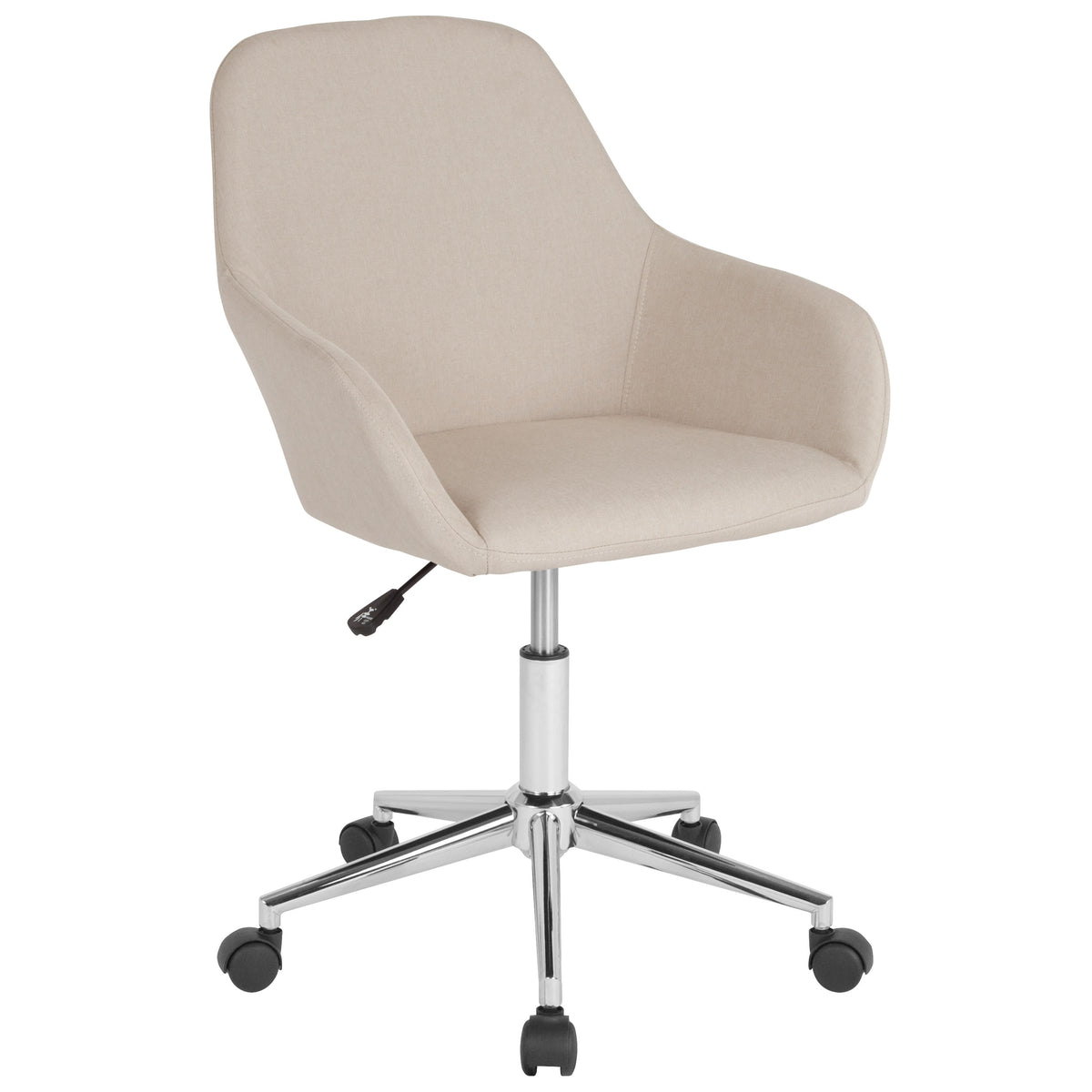 Beige Fabric |#| Home & Office Mid-Back Chair in Beige Fabric - Upholstered Chair - Swivel Chair