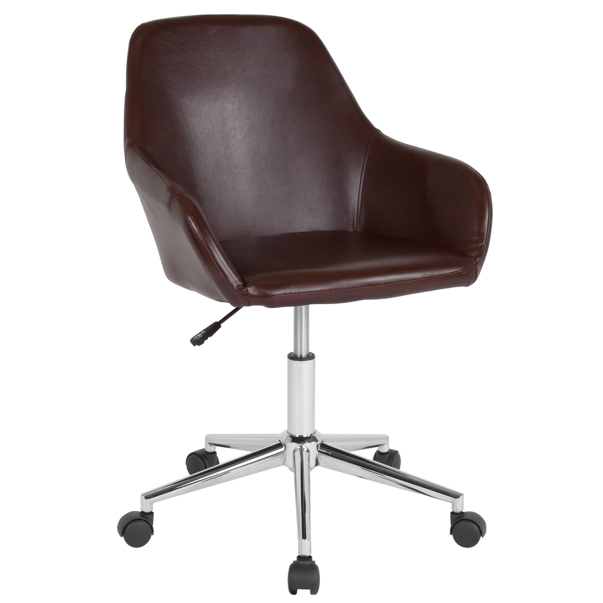 Brown LeatherSoft |#| Home & Office Mid-Back Brown LeatherSoft Upholstered Swivel Chair