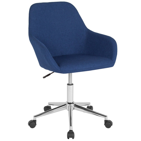 Blue Fabric |#| Home & Office Mid-Back Chair in Blue Fabric - Upholstered Chair - Swivel Chair