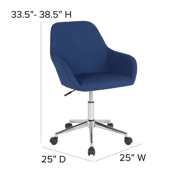 Blue Fabric |#| Home & Office Mid-Back Chair in Blue Fabric - Upholstered Chair - Swivel Chair