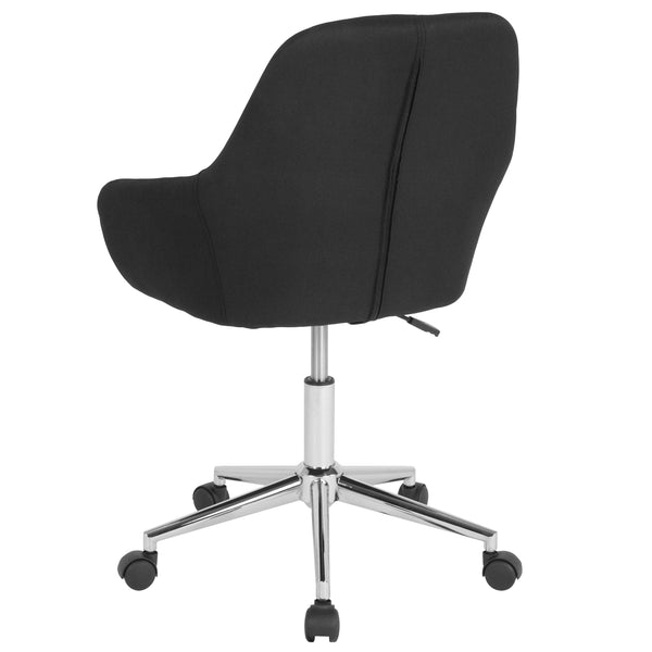 Black Fabric |#| Home & Office Mid-Back Chair in Black Fabric - Upholstered Chair - Swivel Chair
