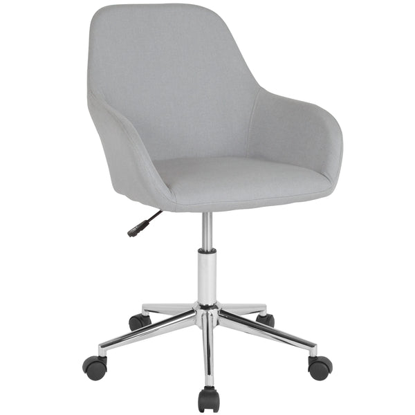 Light Gray Fabric |#| Home & Office Light Gray Fabric upholstered Mid-Back Swivel Chair