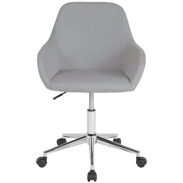 Gray LeatherSoft |#| Home & Office Mid-Back Gray LeatherSoft Upholstered Swivel Chair