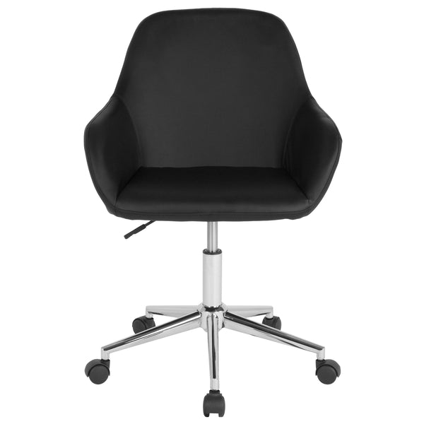 Black LeatherSoft |#| Home & Office Mid-Back Black LeatherSoft Upholstered Swivel Chair