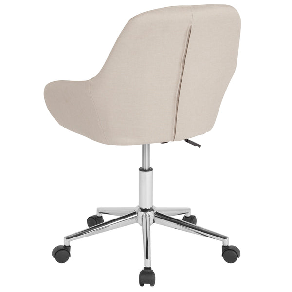 Beige Fabric |#| Home & Office Mid-Back Chair in Beige Fabric - Upholstered Chair - Swivel Chair