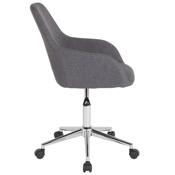 Dark Gray Fabric |#| Home & Office Dark Gray Fabric upholstered Mid-Back Swivel Chair