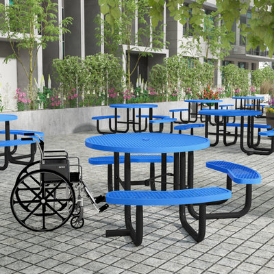 46" Round Wheelchair Accessible Metal Picnic Table with Ground Anchors - View 2