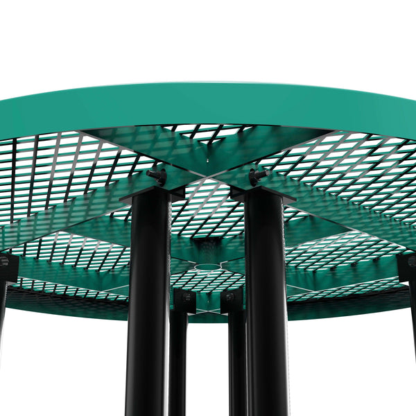 Green |#| Commercial Grade 46 Inch Round Expanded Mesh Metal Outdoor Picnic Table - Green