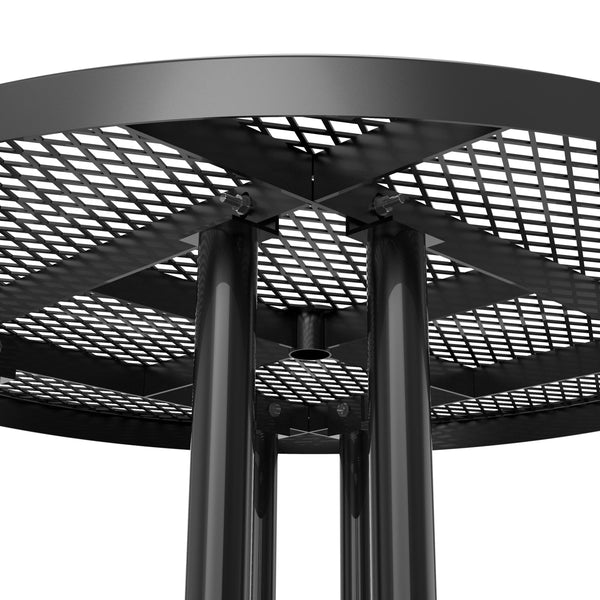 Black |#| Commercial Grade 46 Inch Round Expanded Mesh Metal Outdoor Picnic Table - Black