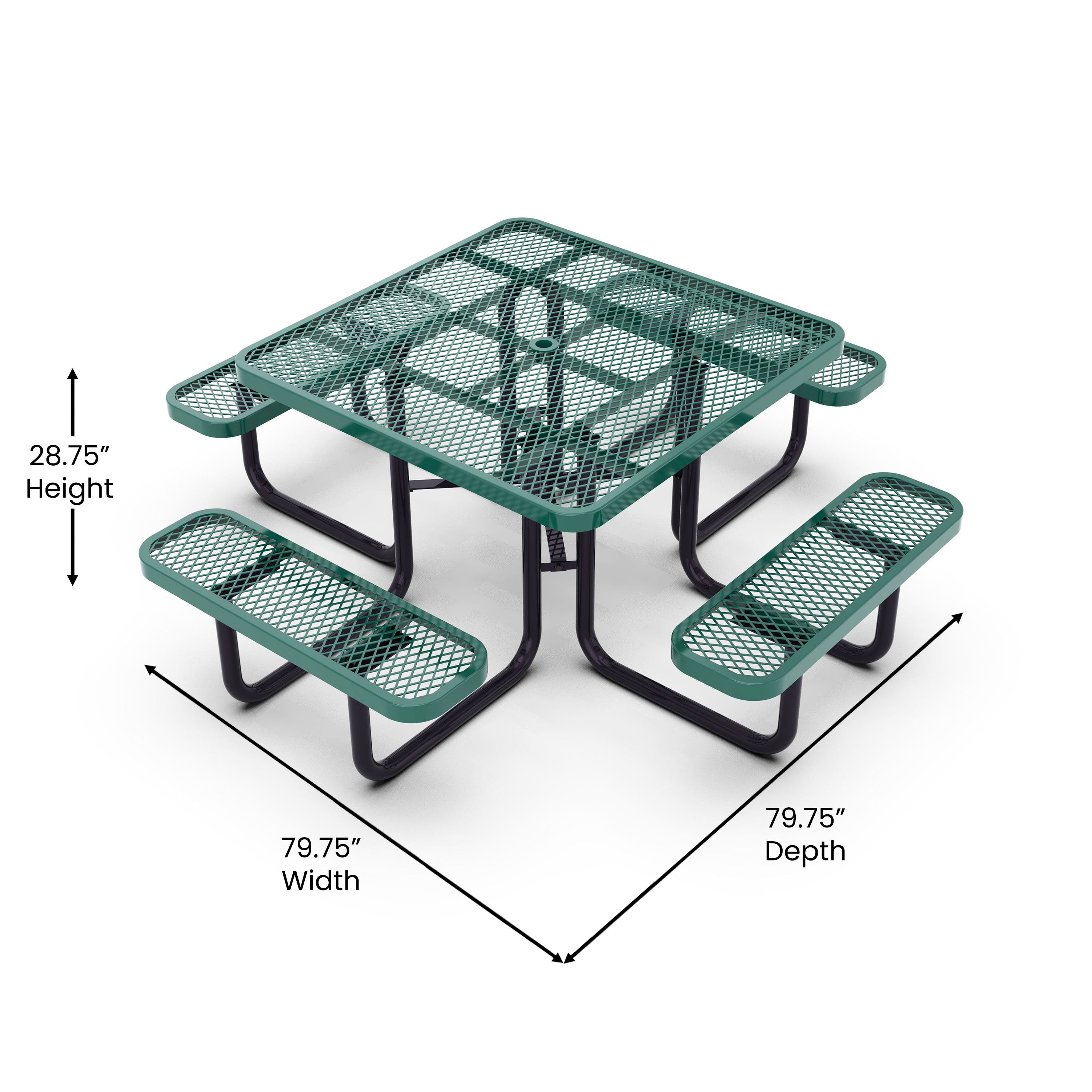 Creekside Outdoor Picnic Table with Commercial Grade Heavy Gauge Expanded  Metal Mesh Top and Seats and Steel Frame
