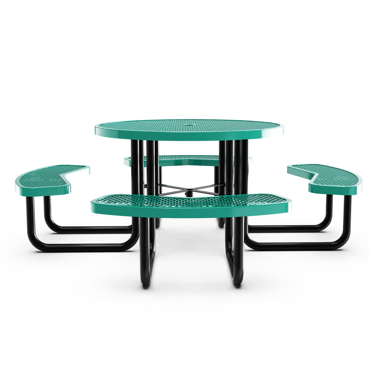 Green |#| Commercial Grade 46 Inch Round Expanded Mesh Metal Outdoor Picnic Table - Green