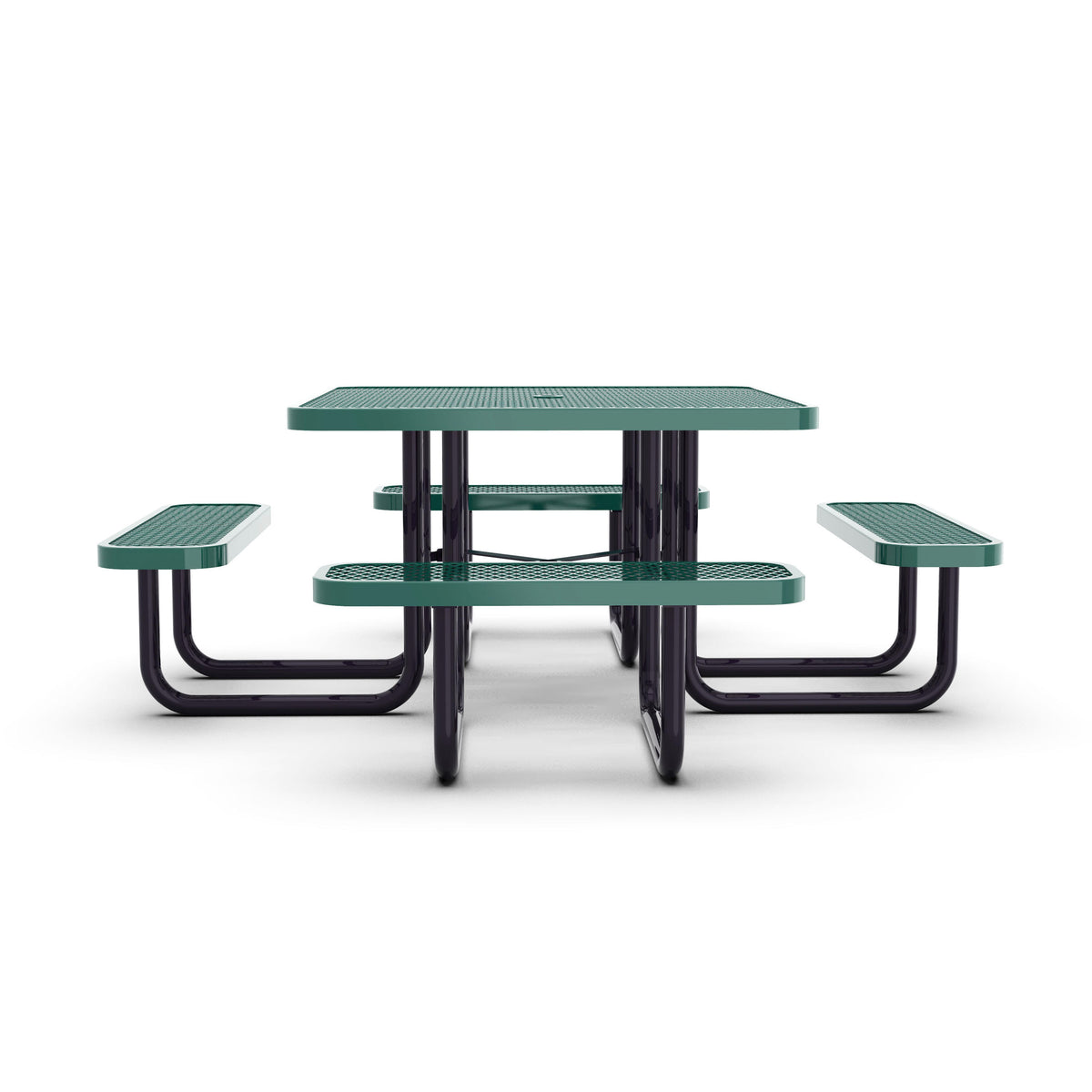Green |#| Commercial Grade 46 Inch Square Expanded Mesh Metal Outdoor Picnic Table - Green