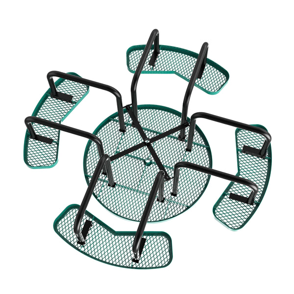 Green |#| Commercial Grade 46 Inch Round Expanded Mesh Metal Outdoor Picnic Table - Green