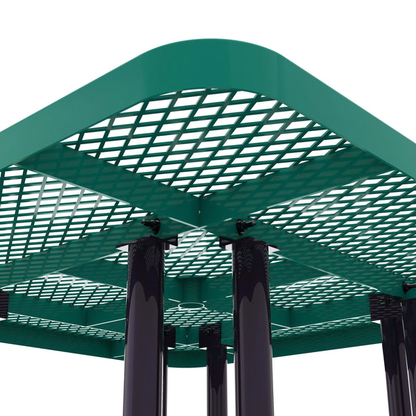 Green |#| Commercial Grade 46 Inch Square Expanded Mesh Metal Outdoor Picnic Table - Green