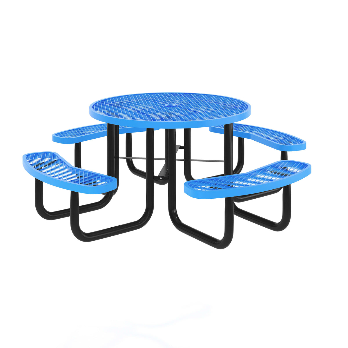 Blue |#| Commercial Grade 46 Inch Round Expanded Mesh Metal Outdoor Picnic Table - Blue