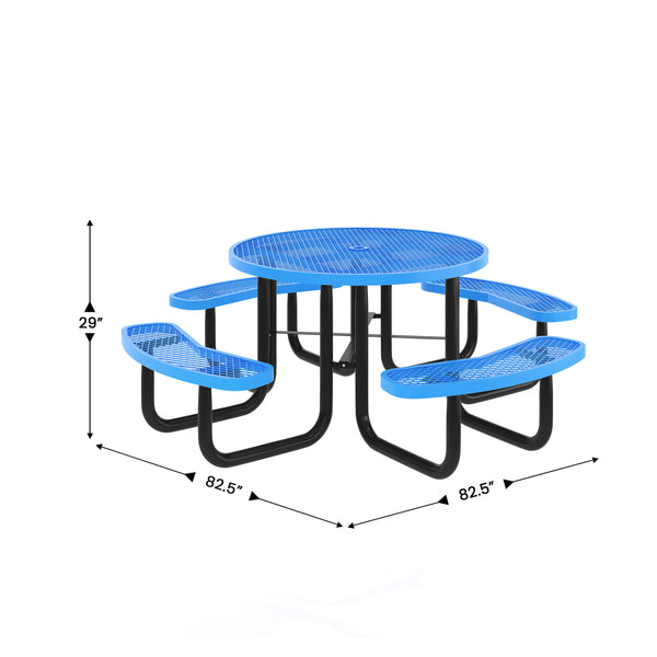 Blue |#| Commercial Grade 46 Inch Round Expanded Mesh Metal Outdoor Picnic Table - Blue