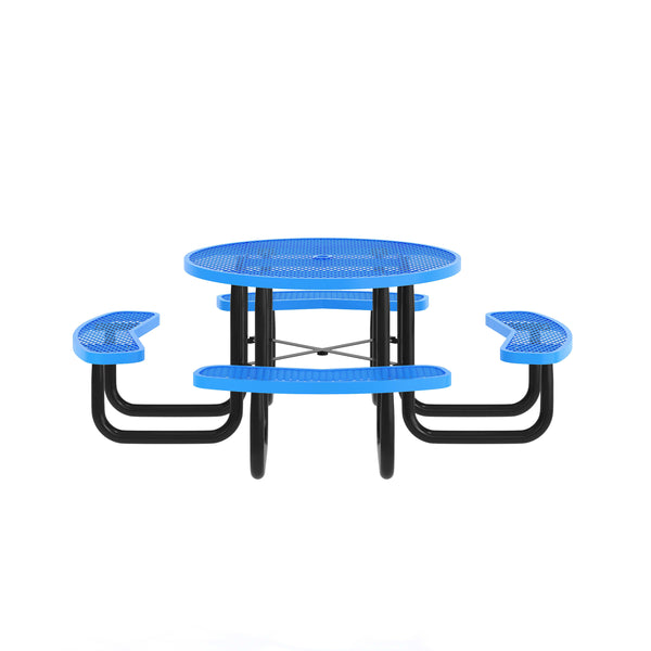 Blue |#| Commercial Grade 46 Inch Round Expanded Mesh Metal Outdoor Picnic Table - Blue