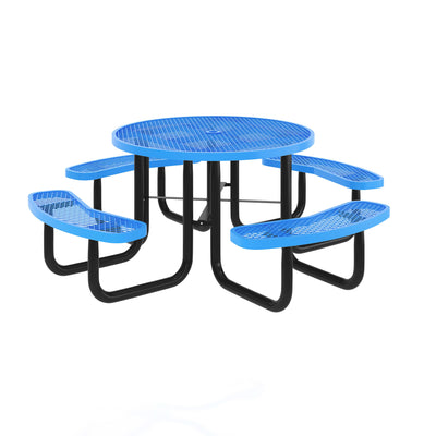 Commercial Grade Expanded Mesh Metal Outdoor Picnic Table with Anchors - View 1