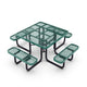 Green |#| Commercial 46 Inch Square Expanded Mesh Metal Picnic Table with Anchors - Green