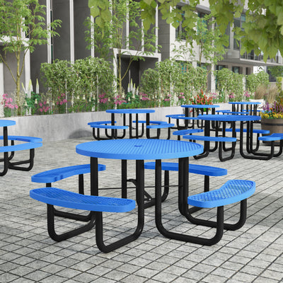 Commercial Grade Expanded Mesh Metal Outdoor Picnic Table with Anchors - View 2