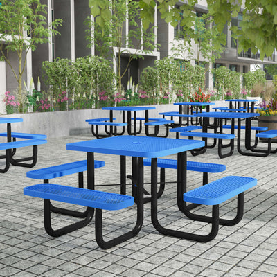 Commercial Grade Expanded Mesh Metal Outdoor Picnic Table with Anchors - View 2