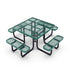 Creekside Outdoor Picnic Table with Commercial Heavy Gauge Expanded Metal Mesh Seats and Top with Umbrella Hole, Steel Frame, Ground Anchors
