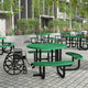 Green |#| Commercial 46" Round Wheelchair Accessible Metal Outdoor Picnic Table - Green
