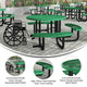 Green |#| Commercial 46" Round Wheelchair Accessible Metal Outdoor Picnic Table - Green