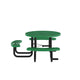 Green |#| Commercial 46" Round Wheelchair Accessible Metal Outdoor Picnic Table - Green