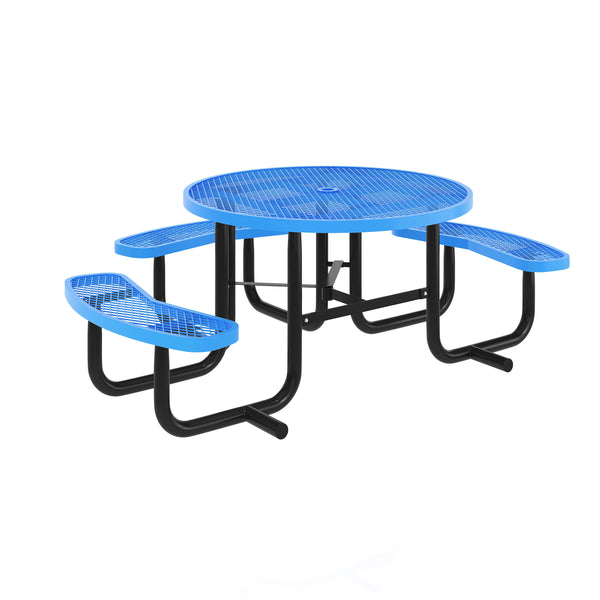Blue |#| Commercial 46" Round Wheelchair Accessible Metal Outdoor Picnic Table - Blue