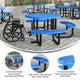 Blue |#| Commercial 46" Round Wheelchair Accessible Metal Outdoor Picnic Table - Blue