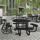Black |#| Commercial 46" Round Wheelchair Accessible Metal Outdoor Picnic Table - Black