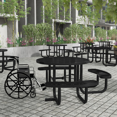 Commercial Grade Expanded Mesh Metal Outdoor Picnic Table - View 2