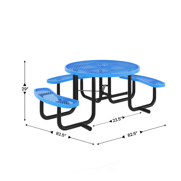 Blue |#| Commercial 46" Round Wheelchair Accessible Metal Outdoor Picnic Table - Blue