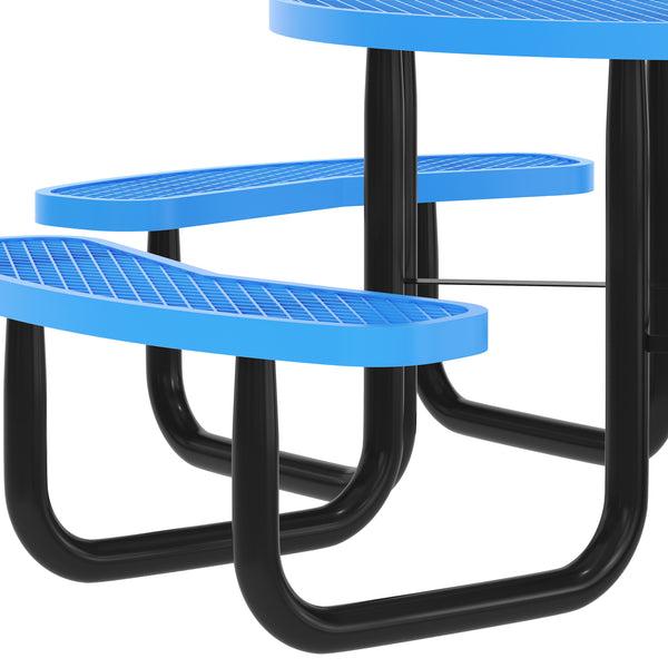 Blue |#| Commercial 46" Round Wheelchair Accessible Metal Outdoor Picnic Table - Blue
