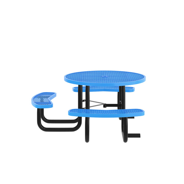 Blue |#| Commercial 46" Round Wheelchair Accessible Metal Outdoor Picnic Table - Blue