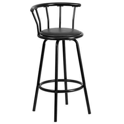 Crown Back Metal Barstool with Vinyl Swivel Seat