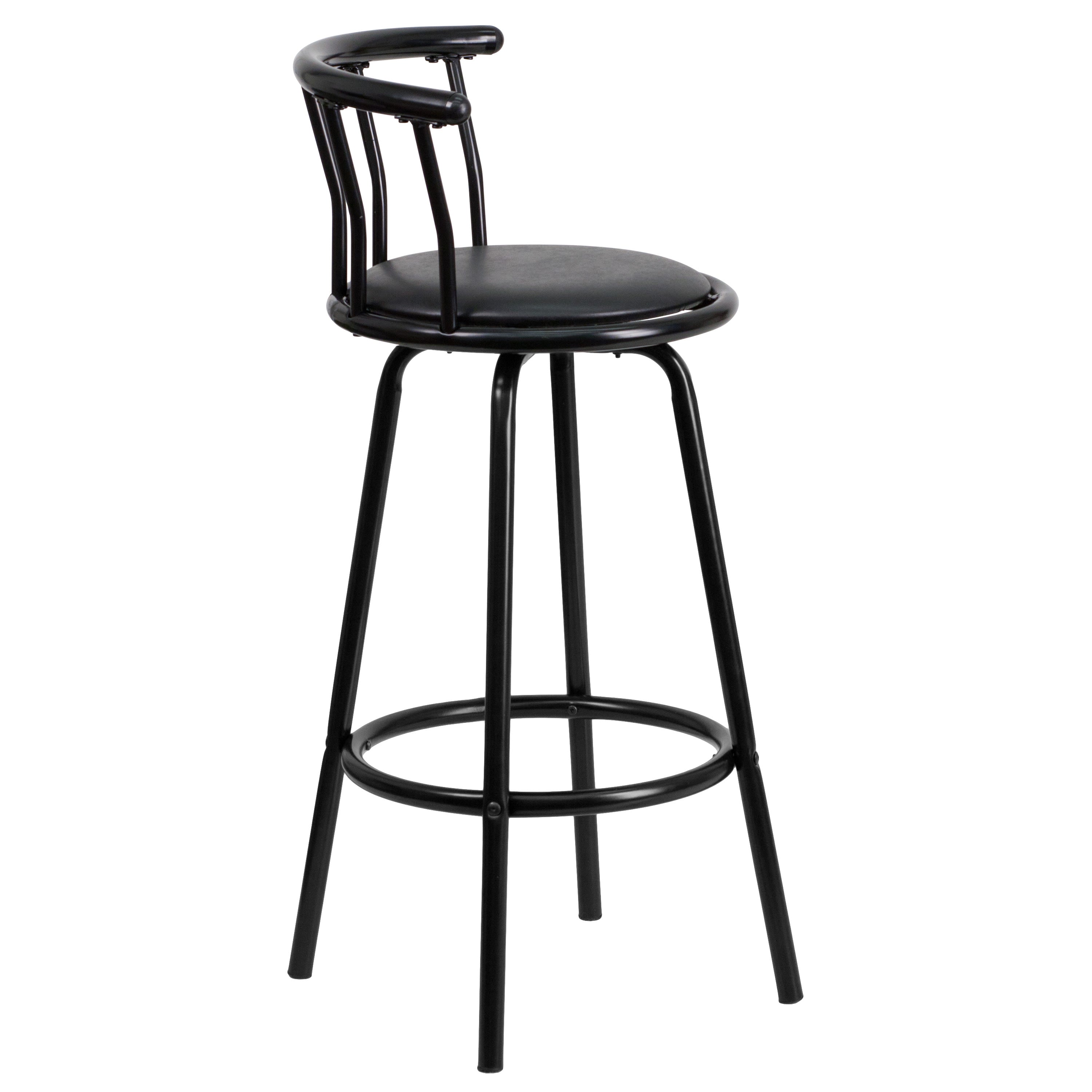 Black metal counter deals stools with back