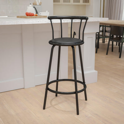 Crown Back Metal Barstool with Vinyl Swivel Seat