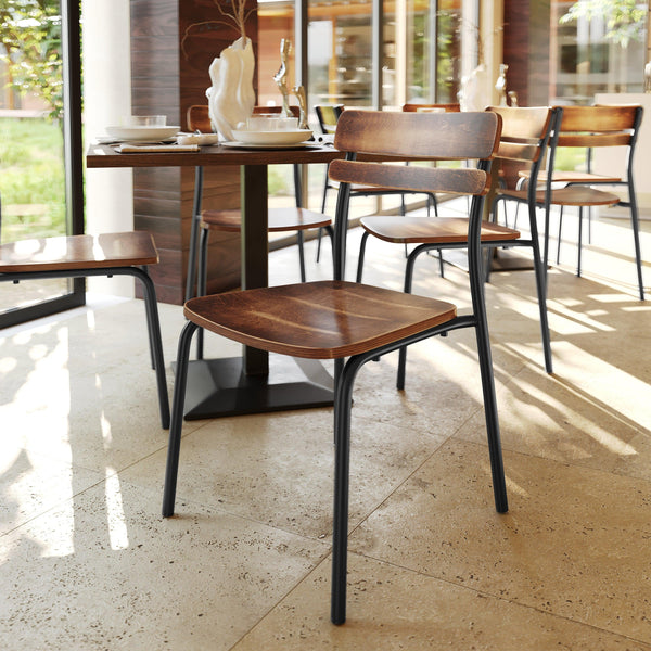Antique Copper |#| Commercial Solid Wood Dining Chair with Black Frame and Antique Copper Finish