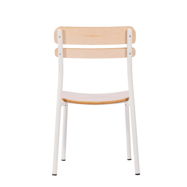 Antique White |#| Commercial Solid Wood Dining Chair with White Frame and Antique White Finish