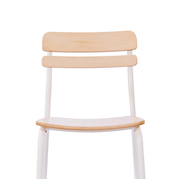 Antique White |#| Commercial Solid Wood Dining Chair with White Frame and Antique White Finish
